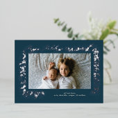 Carte De Vœux En Aluminium Guirlande d'ornements nostalgiques en argent joli (Debout devant)