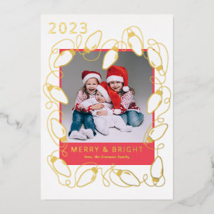 Carte De Vœux En Aluminium Guirlande Lumineuse Dorée Joyeux & Lumineux Photo