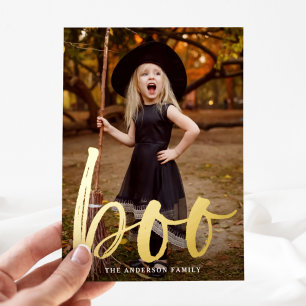 Carte De Vœux En Aluminium Halloween Boo écrit à la main