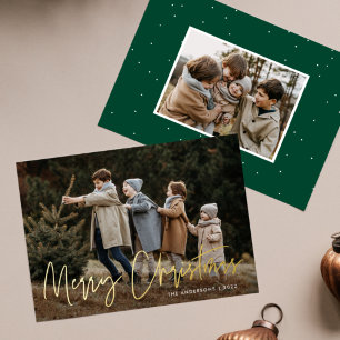 Carte De Vœux En Aluminium Handwritten Script Merry Christmas 2 Photo