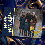 Carte De Vœux En Aluminium Hanoukka heureuse et votre Menorah photo<br><div class="desc">Hanoukka heureuse et votre Menorah photo</div>