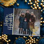 Carte De Vœux En Aluminium Hanoukka heureuse et votre Menorah photo<br><div class="desc">Hanoukka heureuse et votre Menorah photo</div>