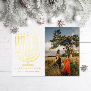 Carte De Vœux En Aluminium Hanukkiah Menorah Happy Hanoukka Photo