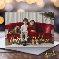 Happest Holidays Modern Full Photo Script Type