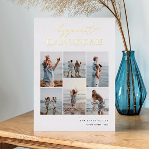 Carte De Vœux En Aluminium Happiest Hanoukka Elegant 6 Photo Collage