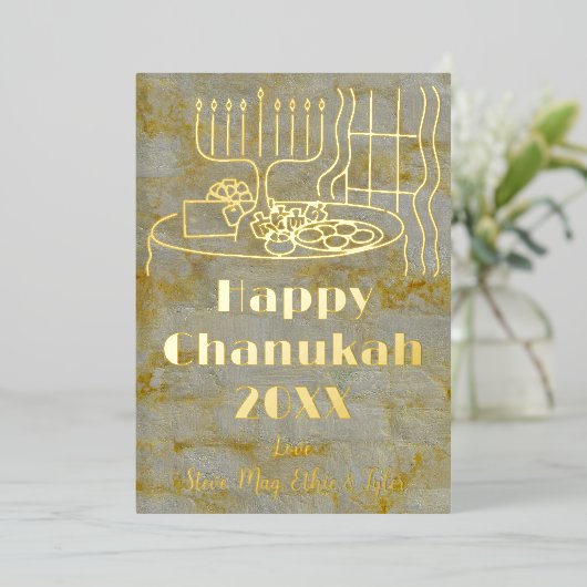 Carte De Vœux En Aluminium Happy Chanukah (Debout devant)