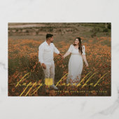 Carte De Vœux En Aluminium Happy Hanukkah Menorah Hanukkiah Photo (Recto)