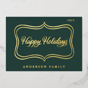 Carte De Vœux En Aluminium Happy Holidays Classic Gold Frame