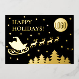 Carte De Vœux En Aluminium Happy Holidays Company Logo Corporate Père Noël