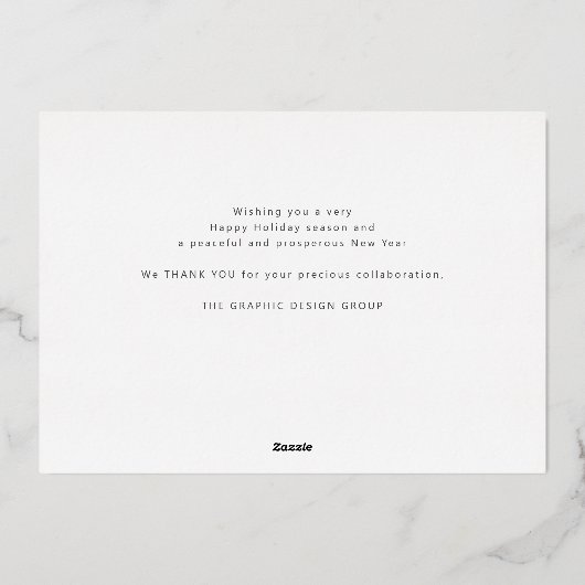 Carte De Vœux En Aluminium Happy Holidays élégant script entreprise LOGO noir (Verso)