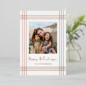 Carte De Vœux En Aluminium Happy Holidays Modern Frame Photo (Debout devant)