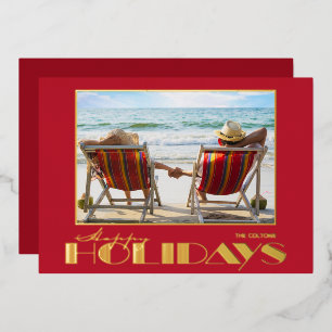 Carte De Vœux En Aluminium Happy Holidays Photo Gold