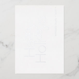 Carte De Vœux En Aluminium Happy Holidays vraie feuille typographie simple