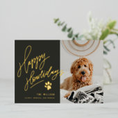 Carte De Vœux En Aluminium Happy Howlidays Pet Photo Christmas (Debout devant)