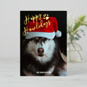 Carte De Vœux En Aluminium Happy Howlidays Photo personnalisée (Debout devant)