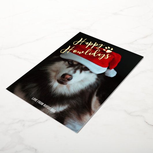 Carte De Vœux En Aluminium Happy Howlidays Photo personnalisée (Rotation)