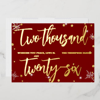 Carte De Vœux En Aluminium Happy New Year 2026 Retro Red Ribbon