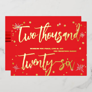 Carte De Vœux En Aluminium Happy New Year 2026 Retro Red Ribbon