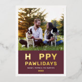 Carte De Vœux En Aluminium Happy Pawlidays Modern Gold Vin Chien Chien Photo (Recto)