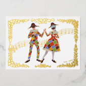 Carte De Vœux En Aluminium Harlequins dansants (Blanc) (Recto)