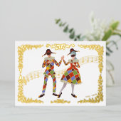 Carte De Vœux En Aluminium Harlequins dansants (Blanc) (Debout devant)