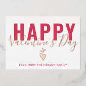 Carte De Vœux En Aluminium Heart Happy Valentine`s Day Script Foil (Recto)