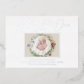 Carte De Vœux En Aluminium Hello Little One Elegant Script Photo Naissance (Recto)