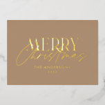 Carte De Vœux En Aluminium herbe des Pampas eucalyptus terracotta moderne lun<br><div class="desc">herbe des Pampas eucalyptus carte de Noël élégante boho moderne typographie terracotta,  noir,  naturel et vert sauge</div>