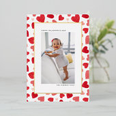 Carte De Vœux En Aluminium Heureuse Sainte-Valentin photo Red Watercolor Hear (Debout devant)