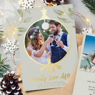 Carte De Vœux En Aluminium Heureux toujours après la photo de Noël nouvelleme