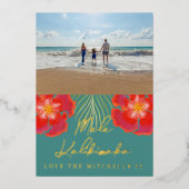 Carte De Vœux En Aluminium Hibiscus de l'île tropicale hawaïenne (Recto)