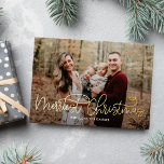 Carte De Vœux En Aluminium Hip Écriture Real Foil Merriest Christmas Card<br><div class="desc">Célébrez le diplômé dans votre vie en style! Conçu par Berry Berry Sweet (www.berryberrysweet.com). Visitez notre site Web pour des invitations modernes et élégantes,  des annonces et des cadeaux personnalisés.</div>