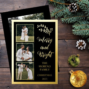 Carte De Vœux En Aluminium Holly Baies Noël 4 Photo Joyeux et Lumineux
