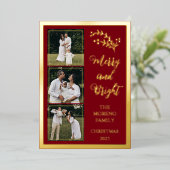 Carte De Vœux En Aluminium Holly | Berries Noël 4 Photo Joyeux et lumineux (Debout devant)