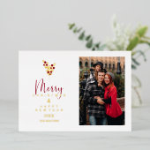 Carte De Vœux En Aluminium Holly Branches Whimsical Joyeux Noël Classique (Debout devant)