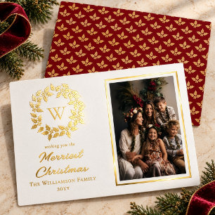 Carte De Vœux En Aluminium Holly et Baies Joyeux Noël