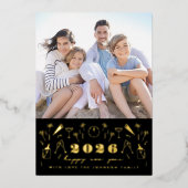 Carte De Vœux En Aluminium Icônes de Nouvel An Photo (Recto)