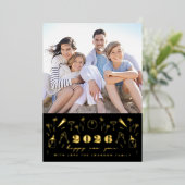 Carte De Vœux En Aluminium Icônes de Nouvel An Photo (Debout devant)