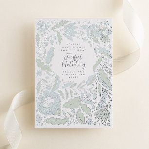 Carte De Vœux En Aluminium Icy Blue Joyful Holiday Folk Illustration