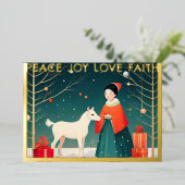 Carte De Vœux En Aluminium Illustration de Noël fantaisiste (Debout devant)