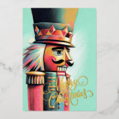 Carte De Vœux En Aluminium Illustration de Nutcracker Christmas Aqua (Recto)