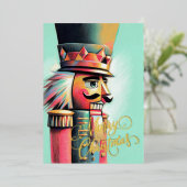 Carte De Vœux En Aluminium Illustration de Nutcracker Christmas Aqua (Debout devant)