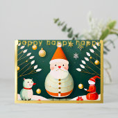 Carte De Vœux En Aluminium Illustration fantasque de Noël (Debout devant)