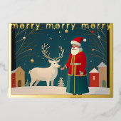 Carte De Vœux En Aluminium Illustration fantasque de Noël (Recto)