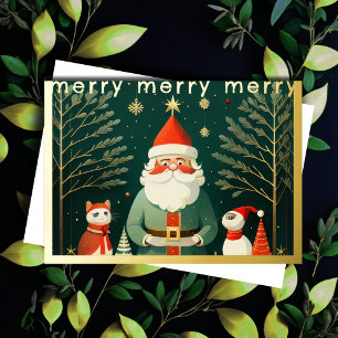 Carte De Vœux En Aluminium Illustration fantasque de Noël