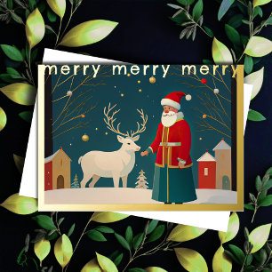 Carte De Vœux En Aluminium Illustration fantasque de Noël