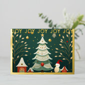 Carte De Vœux En Aluminium Illustration fantasque de Noël (Debout devant)