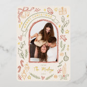 Carte De Vœux En Aluminium Illustrations de Noël rétro Whimsical Arch Photo (Recto)