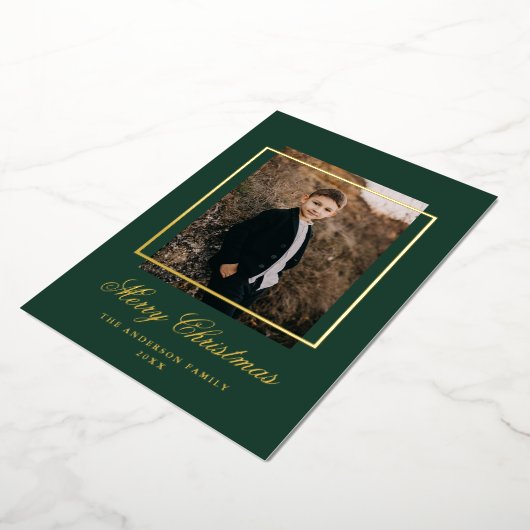 Carte De Vœux En Aluminium Image simple Vert et Or (Rotation)