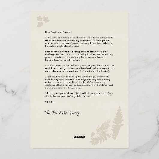 Carte De Vœux En Aluminium Impressions botaniques Cadre Noël (Verso)